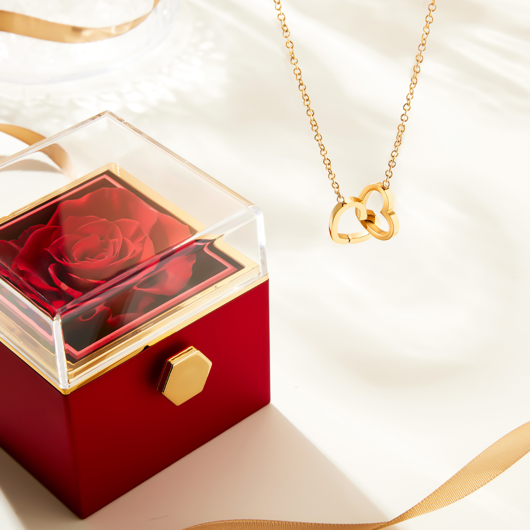 Eternal Rose Box with Engraved Necklace