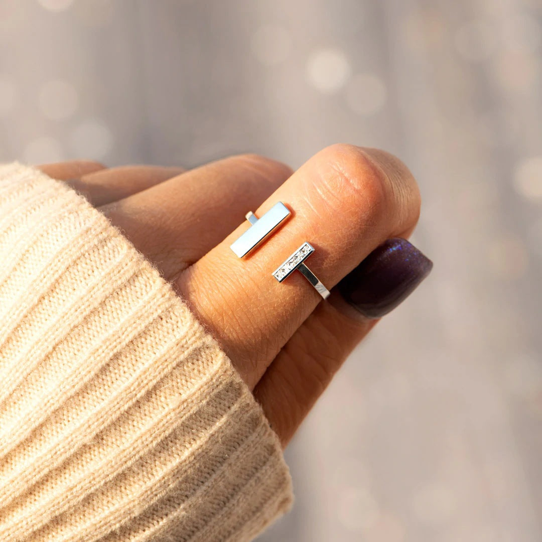 THROUGH THICK AND THIN - MOTIVATIONAL MODERN MINIMALIST GEOMETRIC RING