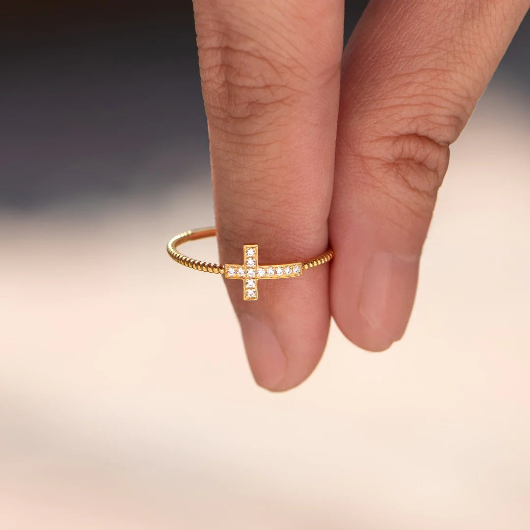 LET GO AND LET GOD - WEAR WITH PRIDE - DIVINE RADIANCE CROSS RING