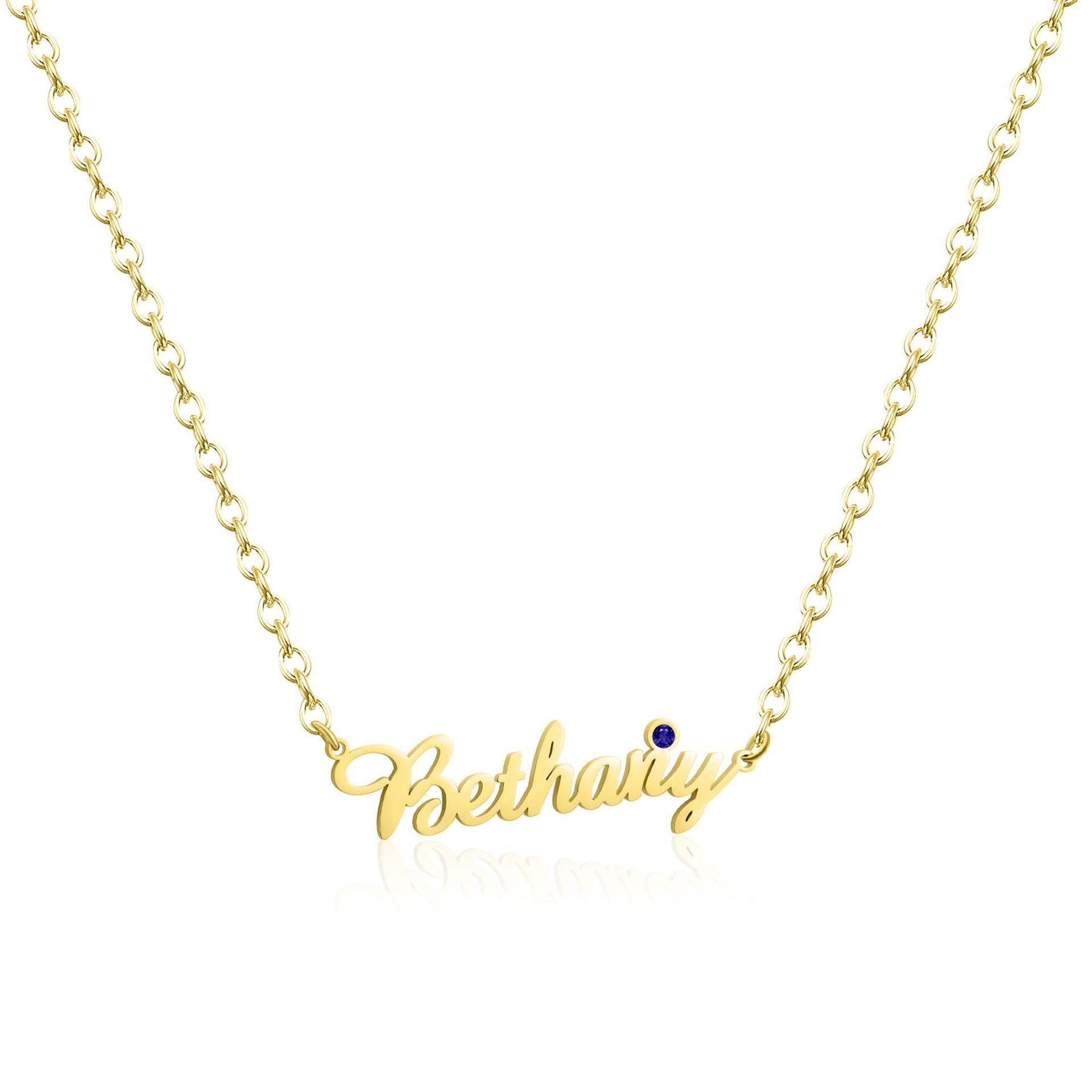 The Personalized Name Necklace with Gemstone Accent