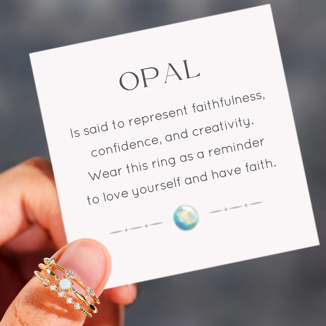 OPAL CONFIDENCE - REMINDER TO LOVEYOURSELF - CELESTIAL ENCHANTMENT STACKING RINGS