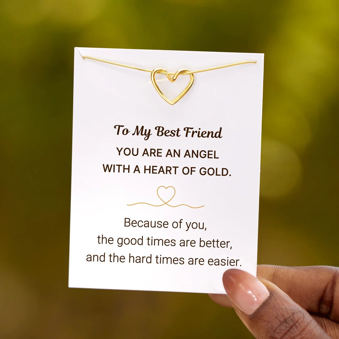 TO MY BEST FRIEND - A HEART OF GOLD - MINIMAL HEART PENDANT NECKLACE