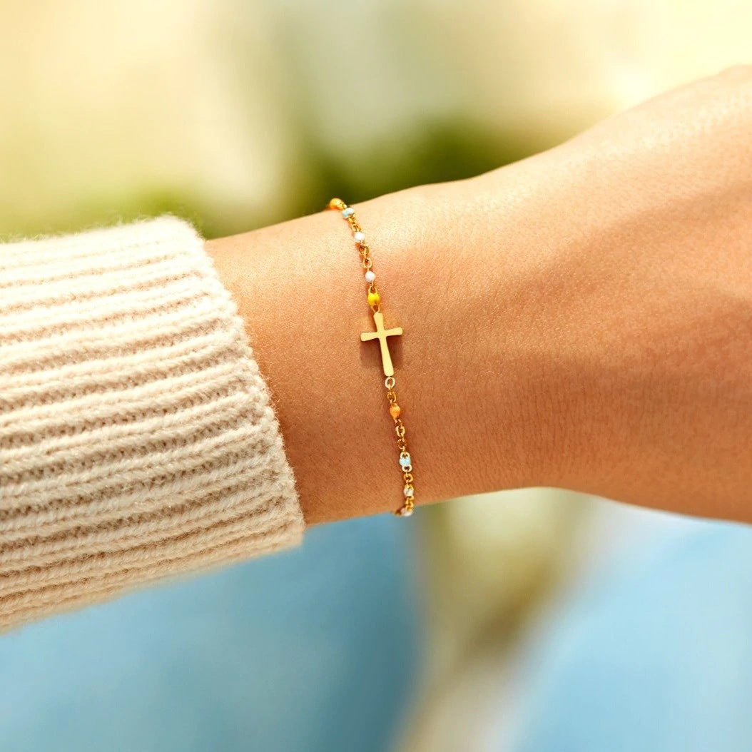 TO MY LOVE - YOU ARE MY LIFE - GOLDEN RADIANCE CROSS BRACELET