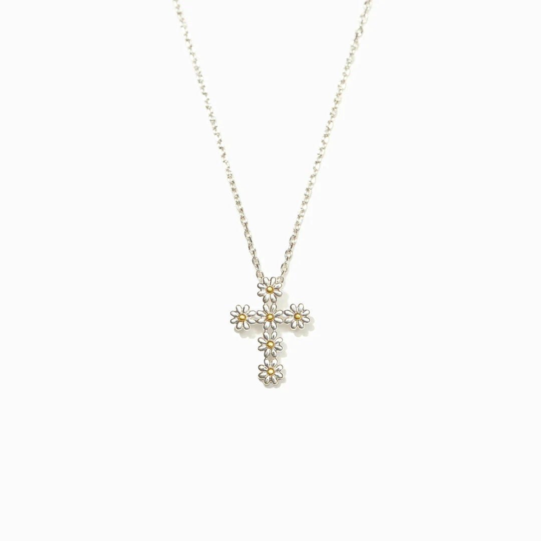 MOM - NO ONE CAN REPLACE - DELICATE FLORAL CROSS NECKLACE