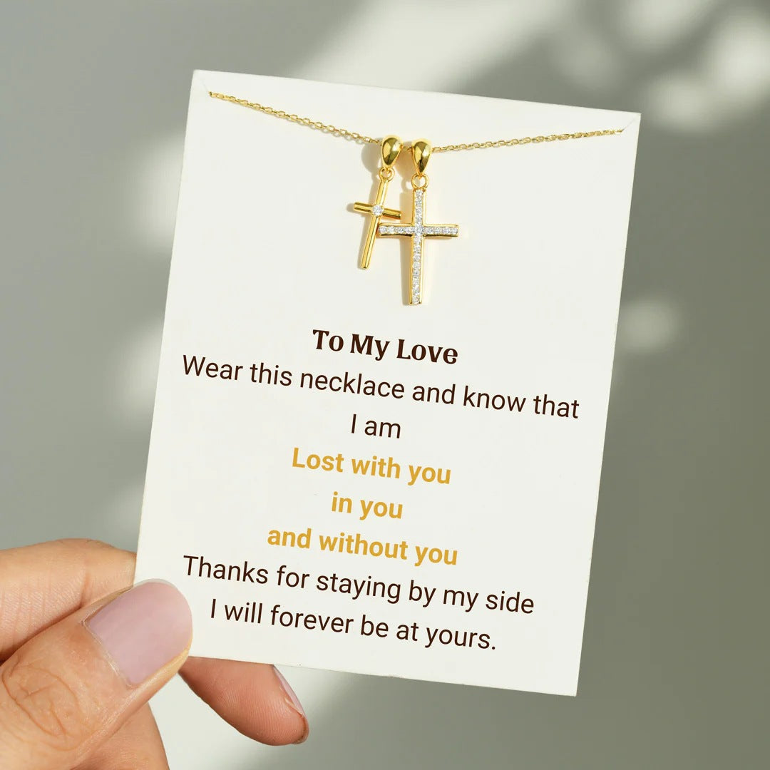 TO MY LOVE - I AM LOST WITHOUT YOU - GRACE CROSS DIAMOND NECKLACE