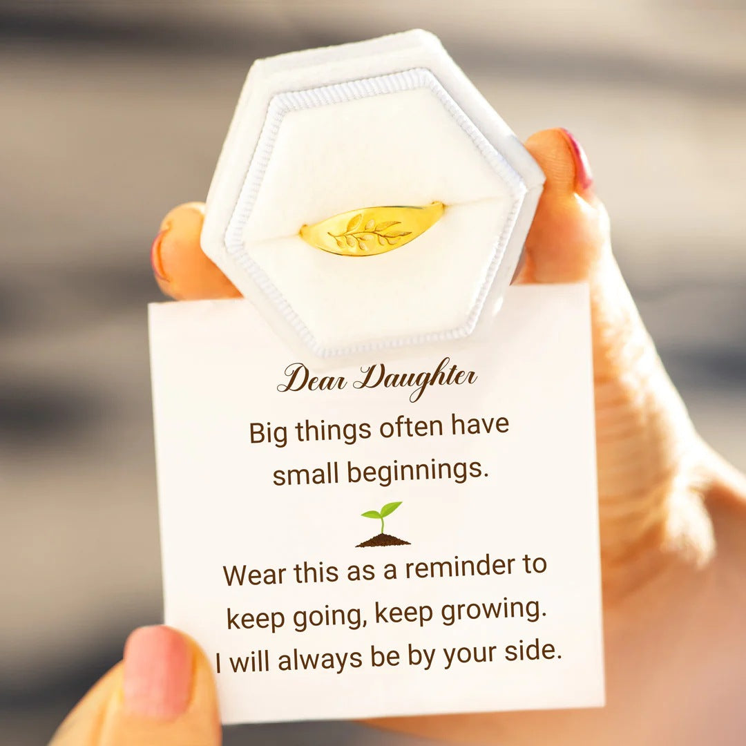 DEAR DAUGHTER - KEEP GOING KEEP GROWING -  ENCHANTED LEAF GOLD BAND