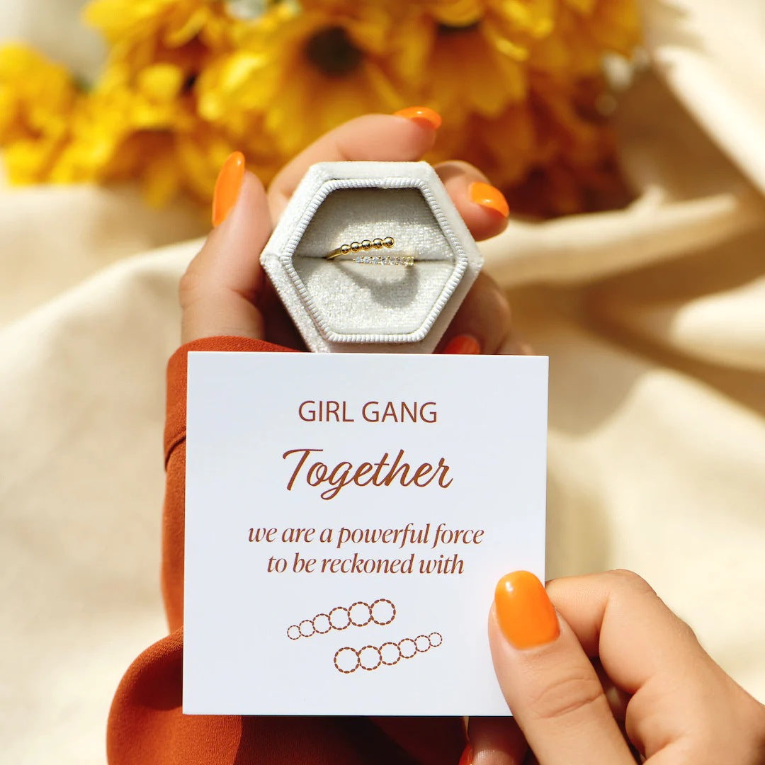 GIRLS GANG - TOGETHER WE ARE POWERFUL - ELEGANT DIAMOND CROSSOVER RING