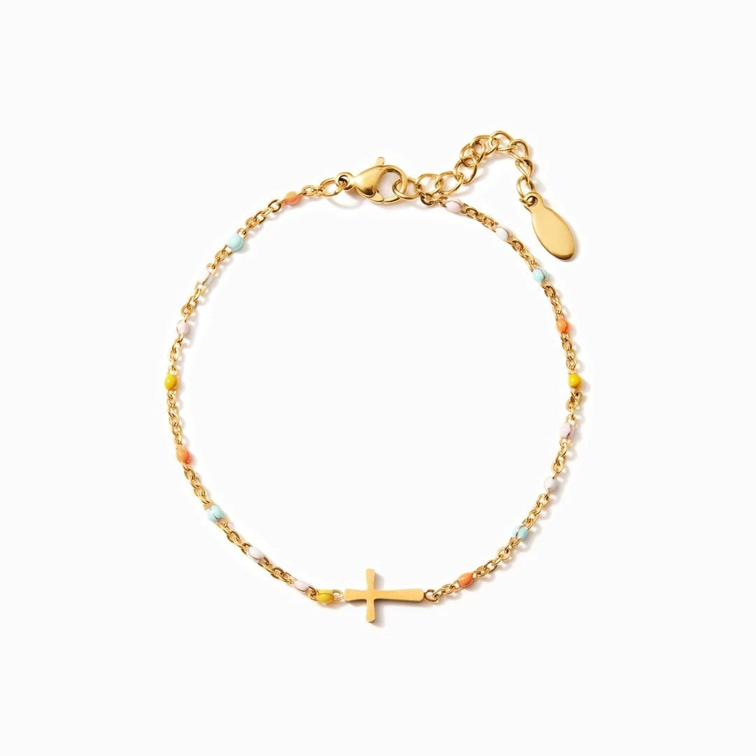 TO MY LOVE - YOU ARE MY LIFE - GOLDEN RADIANCE CROSS BRACELET