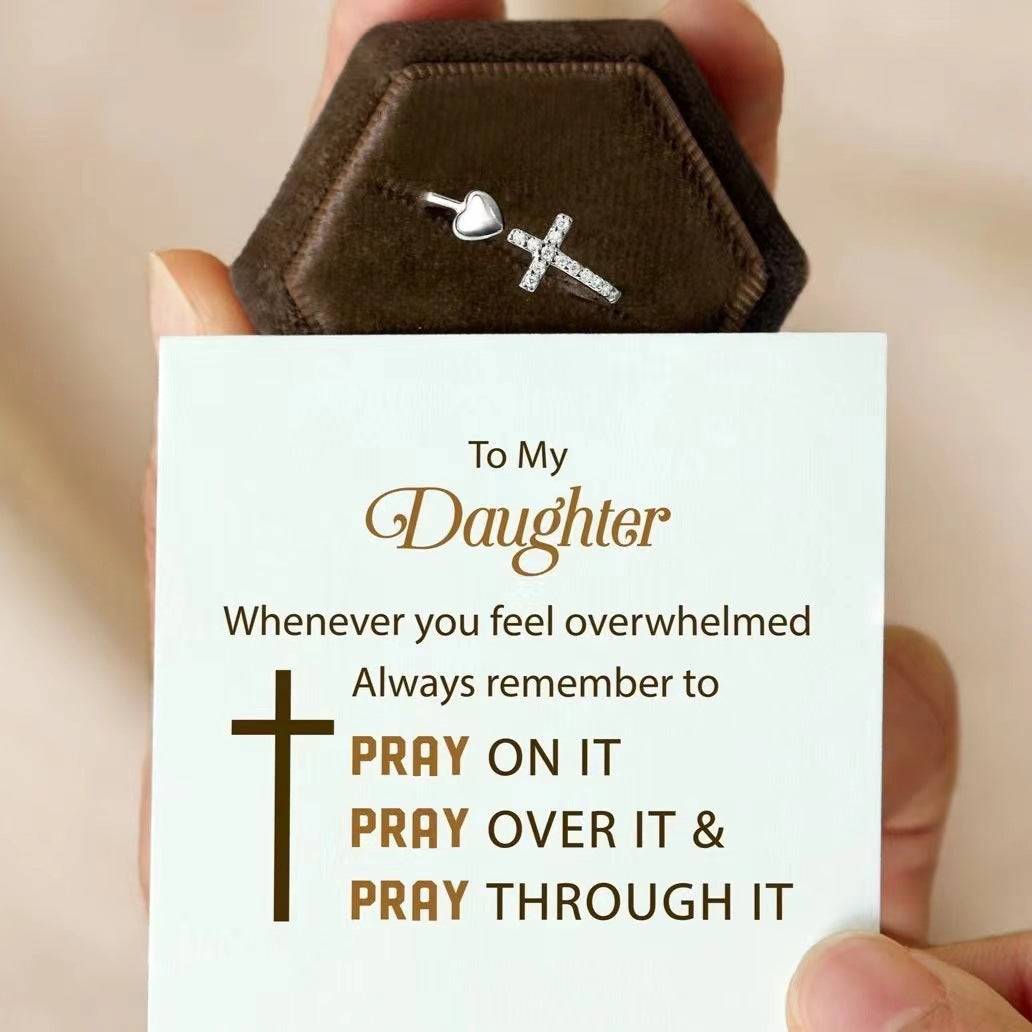 TO MY DAUGHTER - ALWAYS REMEMBER TO PRAY ON IT -  FAITH CROSS RING