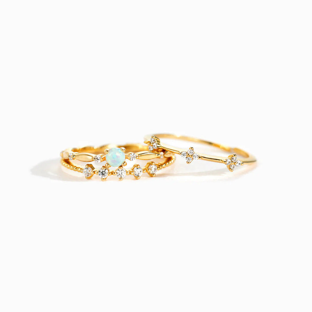 OPAL CONFIDENCE - REMINDER TO LOVEYOURSELF - CELESTIAL ENCHANTMENT STACKING RINGS