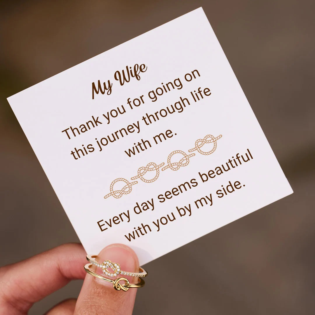 MY WIFE - EVERYDAY SEEMS BEAUTIFUL - GOLDEN KNOT ELEGANCE RING SET