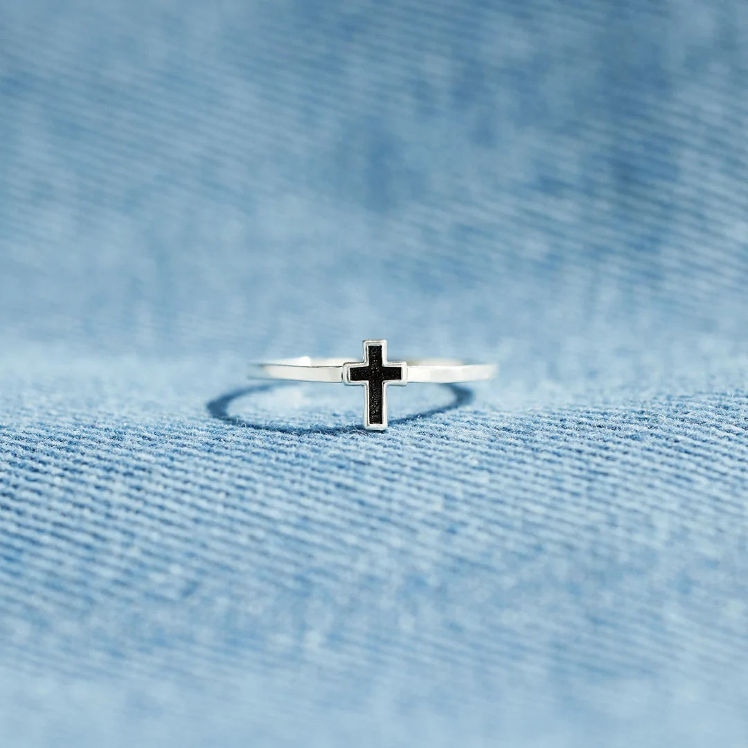 TO MY DAUGHTER - ALWAYS REMEMBER - FAITH CROSS STERLING SILVER RING