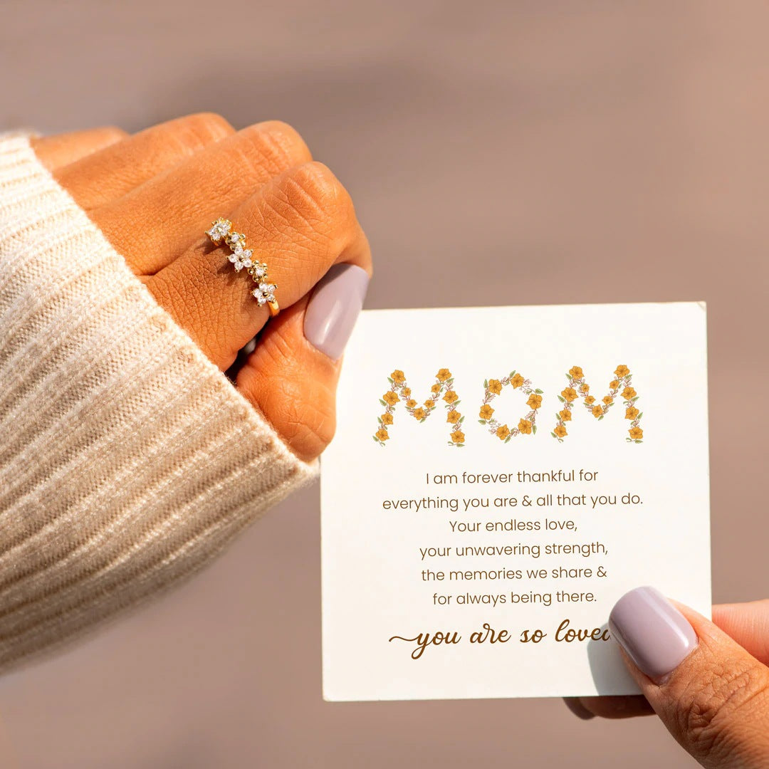 MOM - I AM GRATEFUL FOR EVERYTHING - SPARKLING PETALS RING