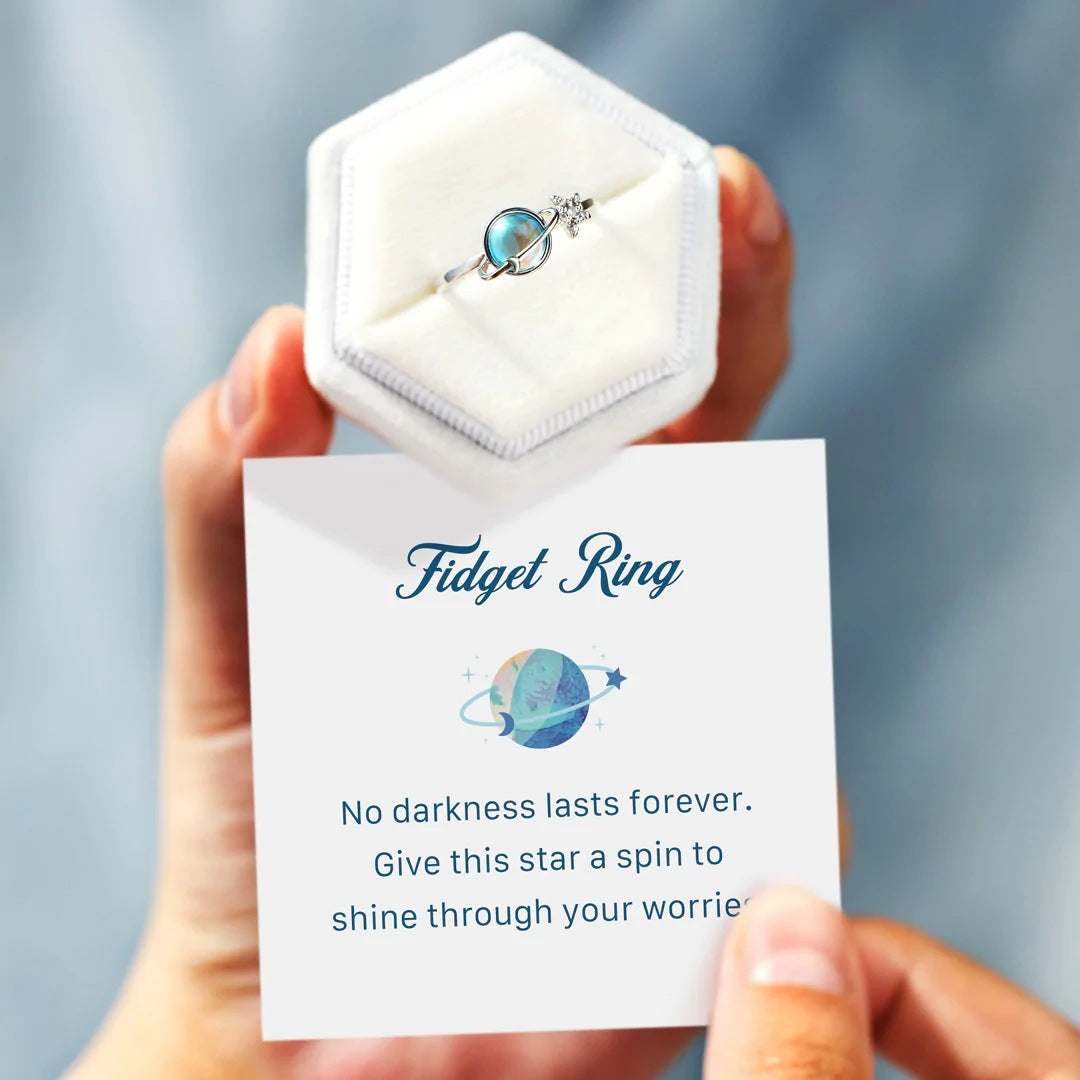 FIDGET RING - NO DARKNESS LAST FOREVER - CELESTIAL OPAL COCKTAIL RING