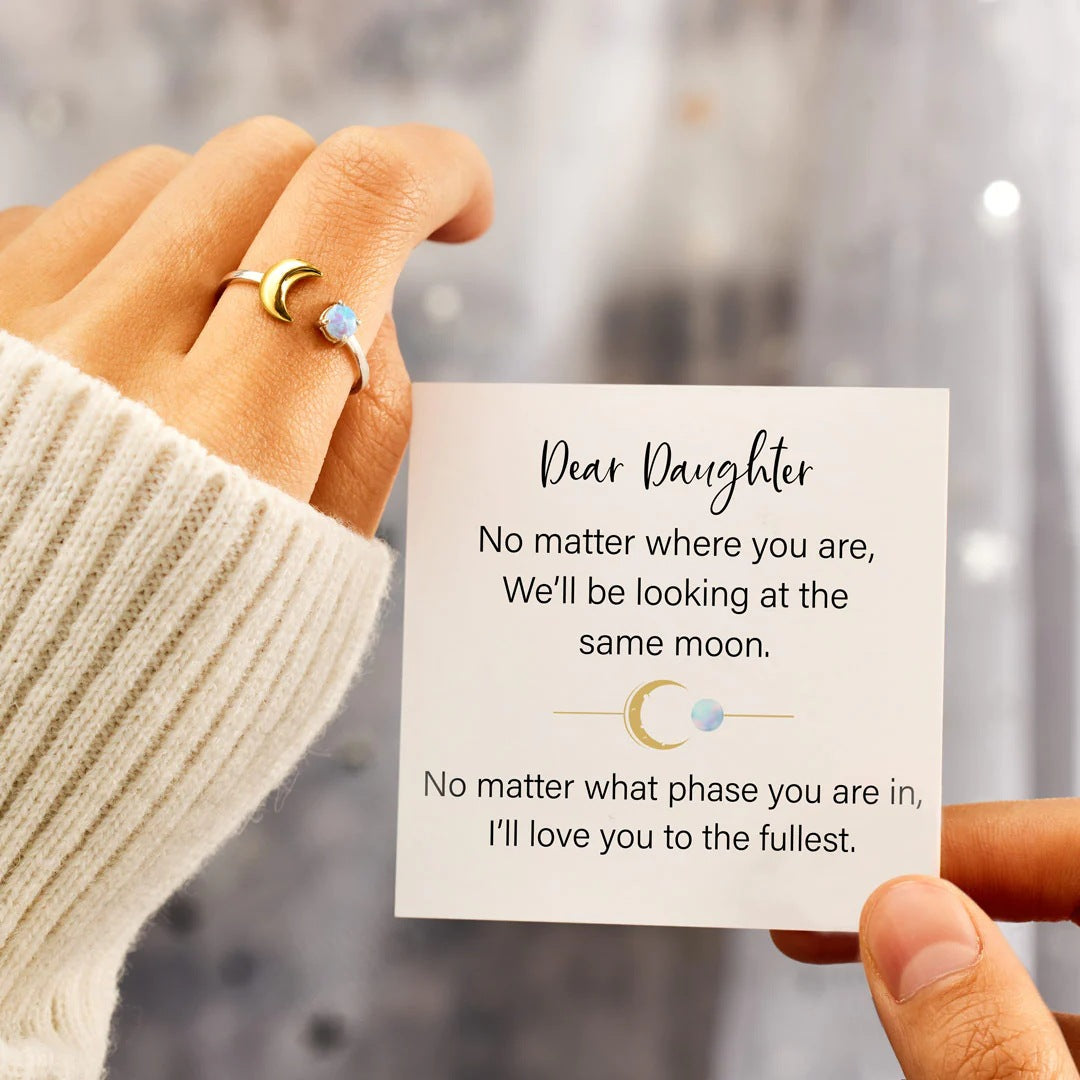 DEAR DAUGHTER - LOOK AT THE MOON - CELESTIAL CRESCENT RING