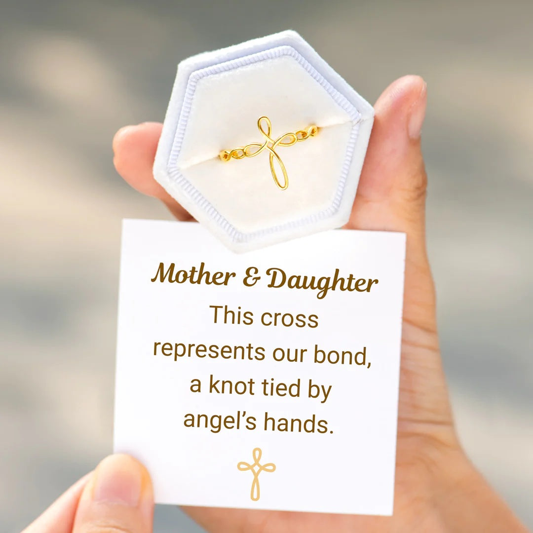 MOTHER AND DAUGHTER - THIS CROSS REPRESENTS OUR BOND - CELESTIAL SPLENDOR CROSS RING