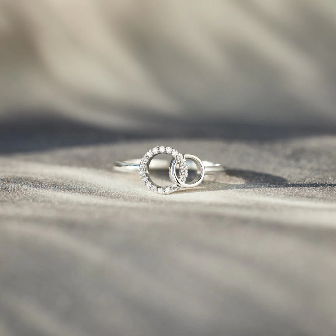 HUSBAND AND WIFE - BOND TOGETHER PROMISE FOREVER - ETHEREAL DIAMOND LINK RING