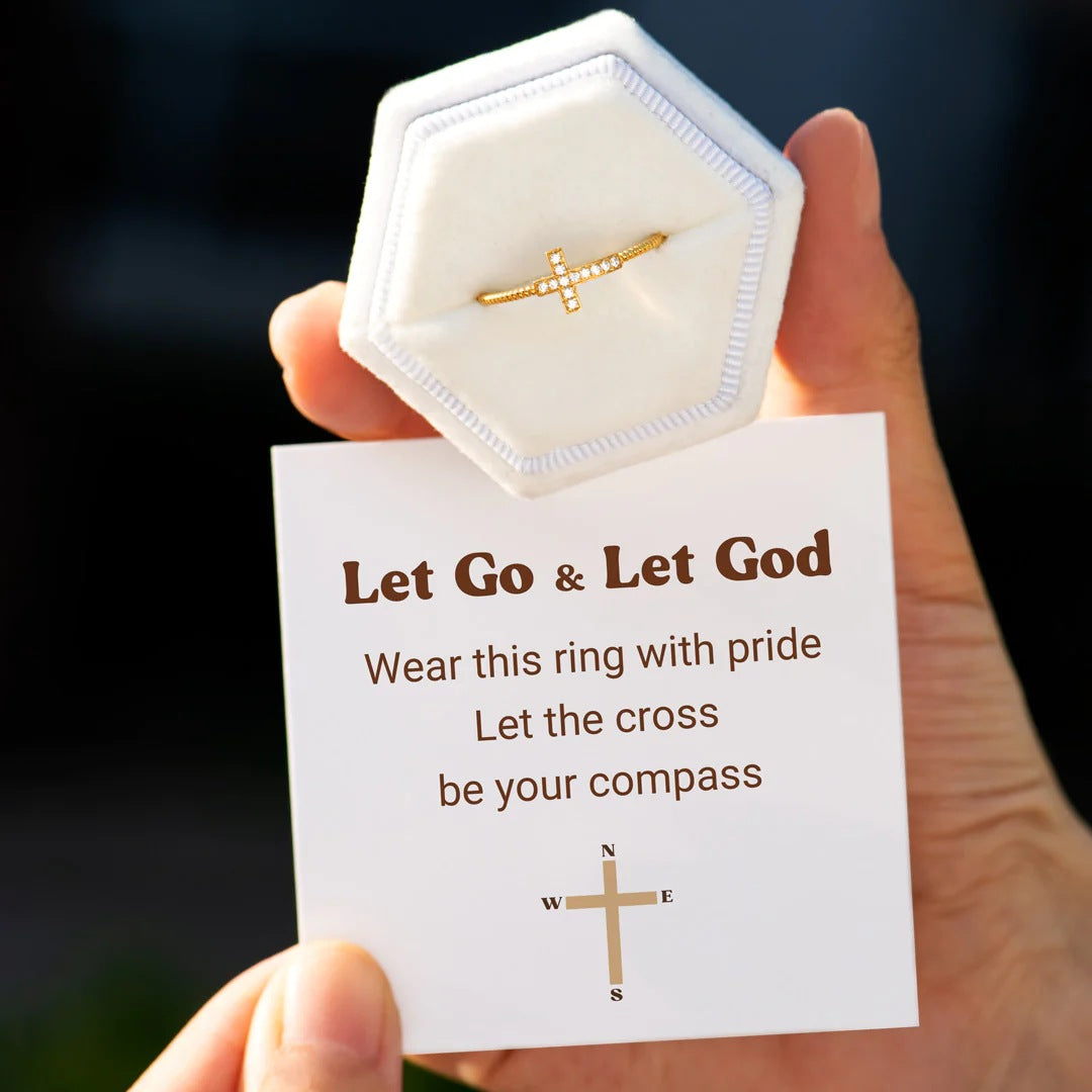 LET GO AND LET GOD - WEAR WITH PRIDE - DIVINE RADIANCE CROSS RING