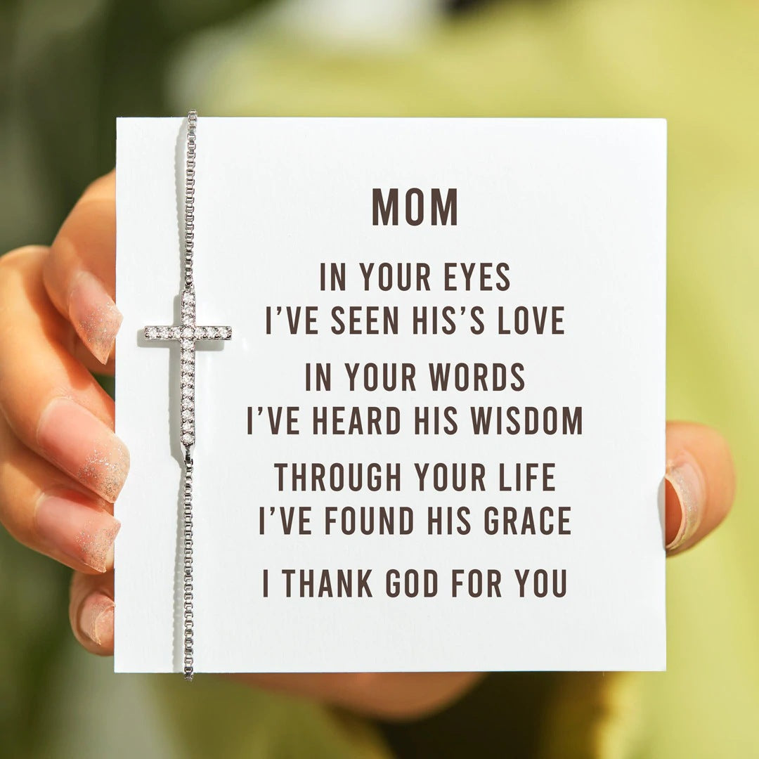 MOM - I THANK GOD FOR YOU - SACRED GRACE CROSS BRACELET