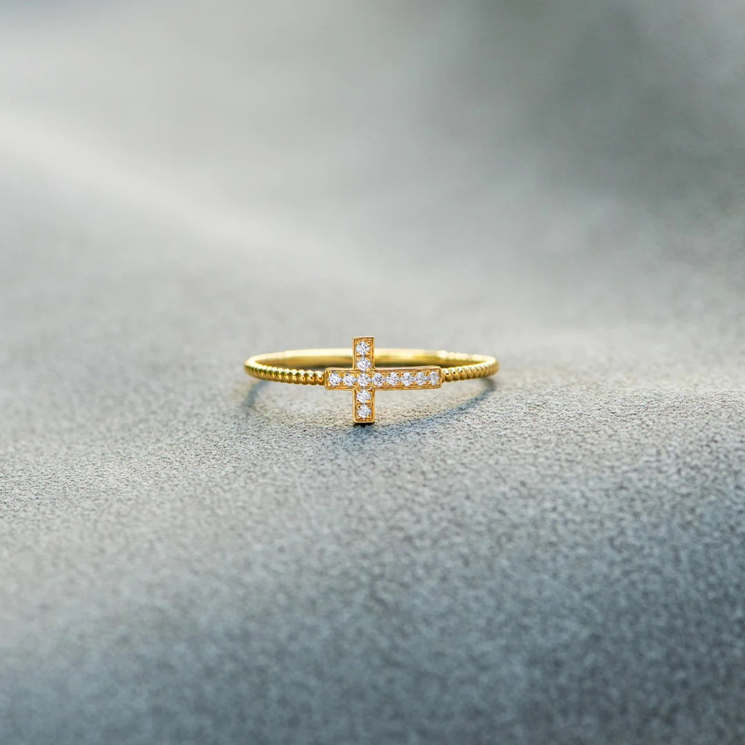 LET THE CROSS BE YOUR COMPASS - RADIANT CROSS DIAMOND RING