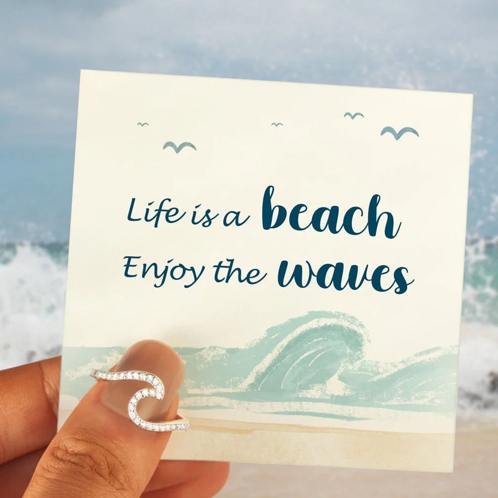 LIFE IS A BEACH - SPARKLING WAVES RING