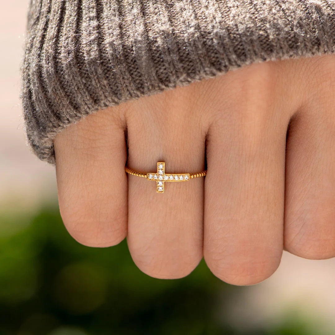 LET THE CROSS BE YOUR COMPASS - RADIANT CROSS DIAMOND RING