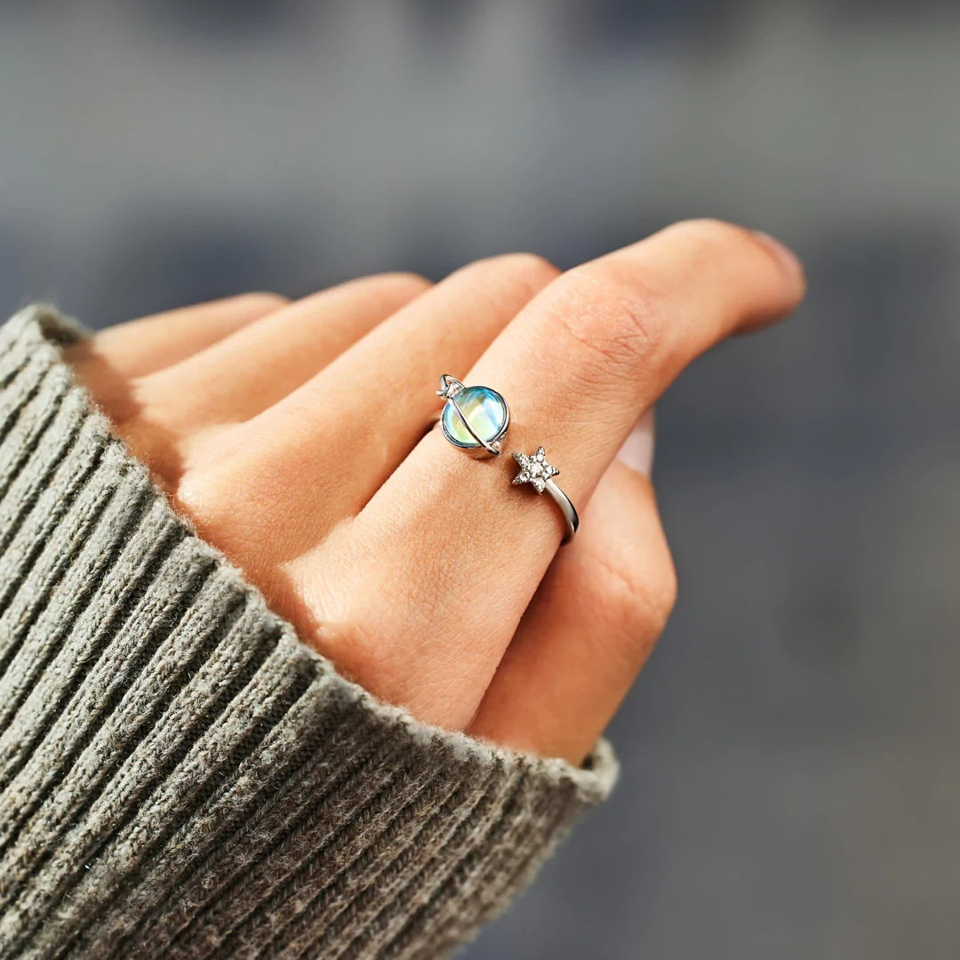 FIDGET RING - NO DARKNESS LAST FOREVER - CELESTIAL OPAL COCKTAIL RING