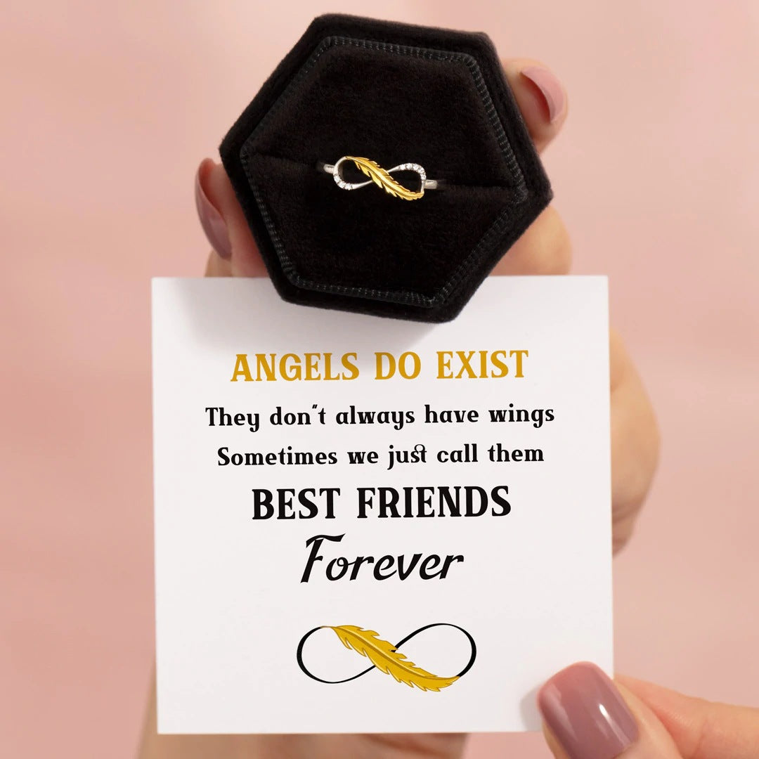 ANGELS DO EXIST - BEST FRIENDS FOREVER - ETHEREAL GRACE FEATHER RING