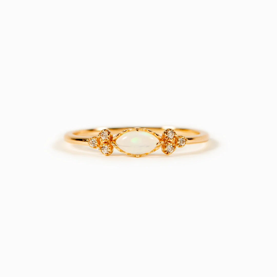 MOTHER AND DAUGHTER - OPAL STANDS FOR THE PUREST LOVE -  MOONLIT BLOSSOM RING