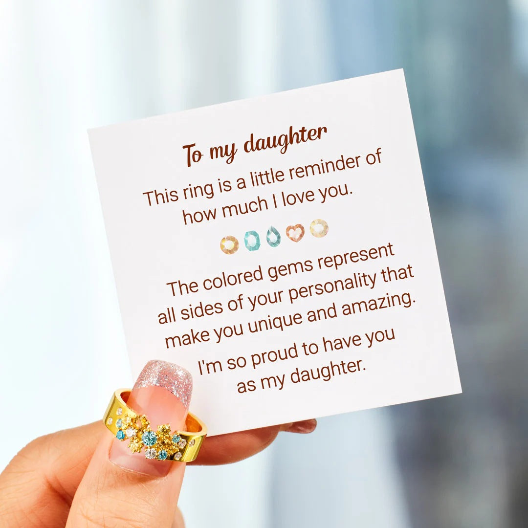 TO MY DAUGHTER - I AM SO PROUD - SPARKLING BLOSSOM FLORAL RING