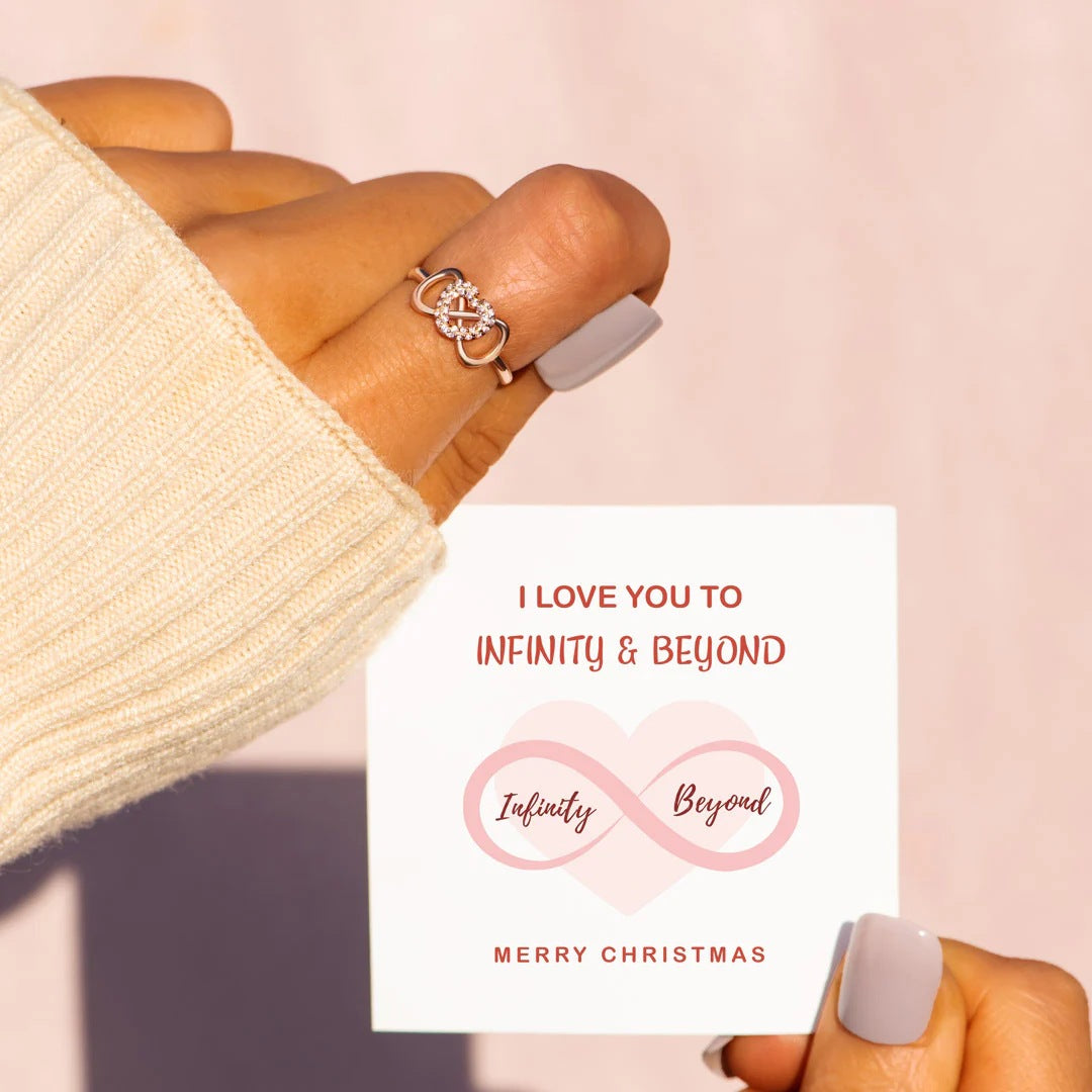 I LOVE YOU - MERRY CHRISTMAS - ROSE GOLD LOVE KNOT RING