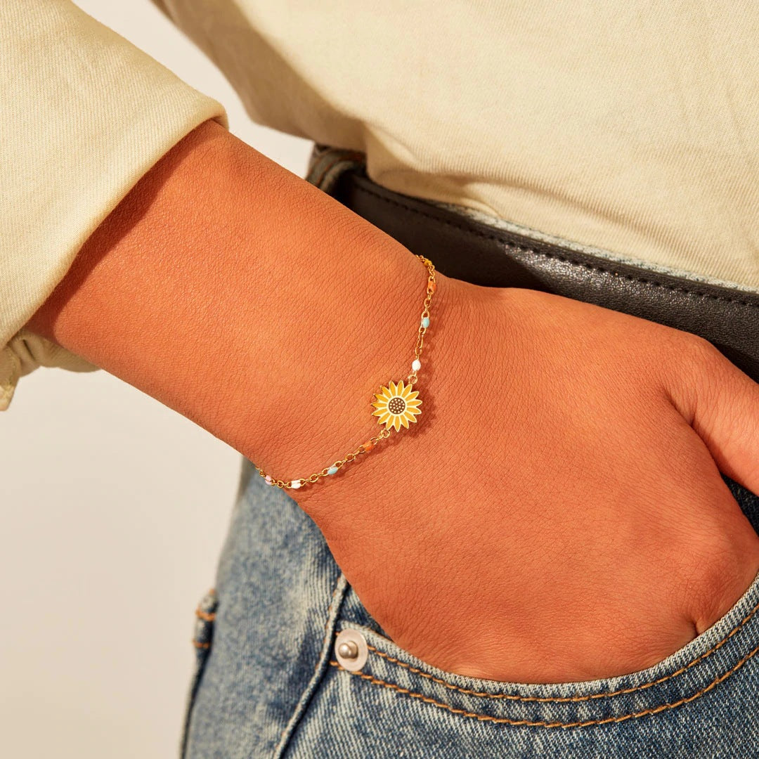 TO MY GRANDDAUGHTER - THE SUNSHINE OF MY LIFE - SUNFLOWER CHARM BRACELET