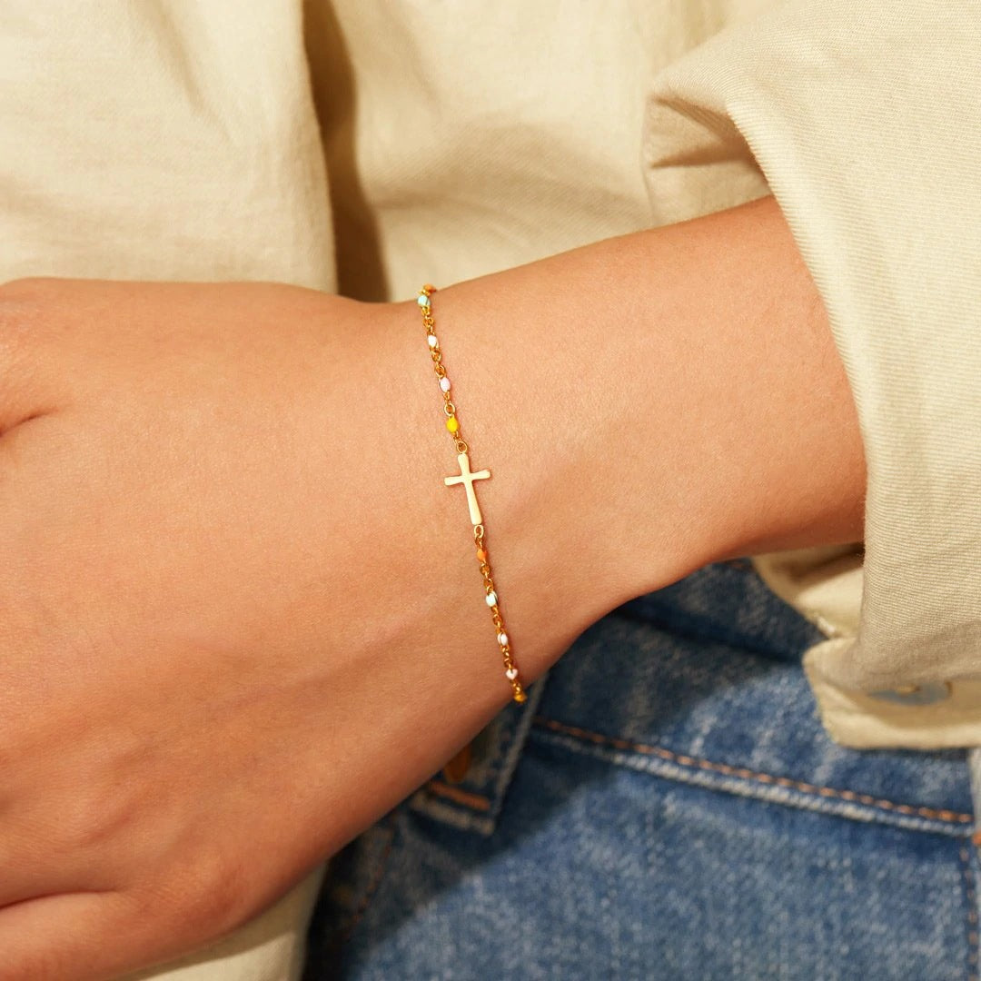 TO MY LOVE - YOU ARE MY LIFE - GOLDEN RADIANCE CROSS BRACELET