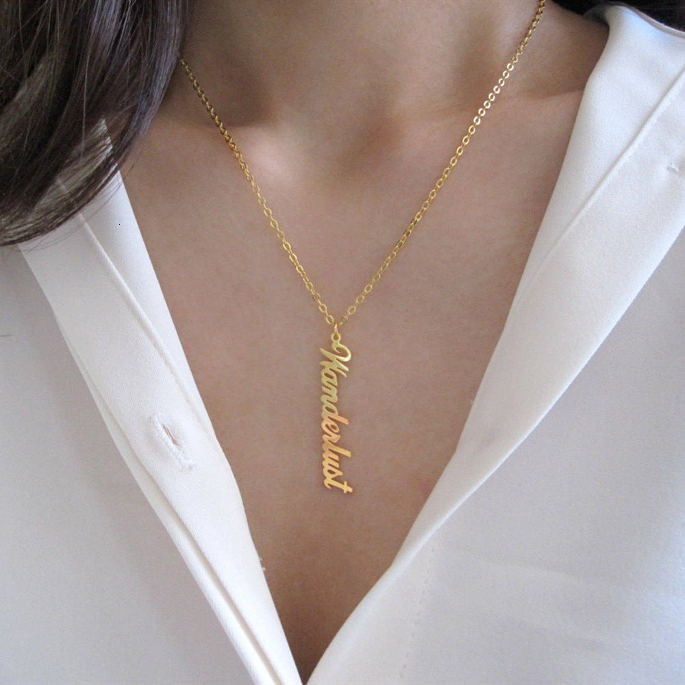 The Vertical Script Name Necklace