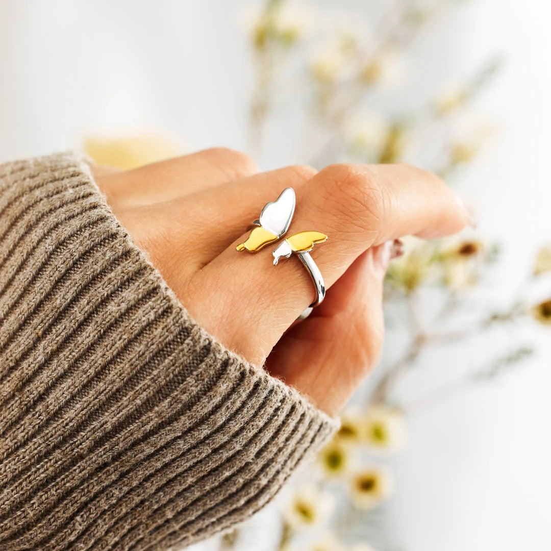 BUTTERFLIES RISING - TAKE TIME TO GROW AND HEAL - WHIMSICAL BUTTERFLY RING