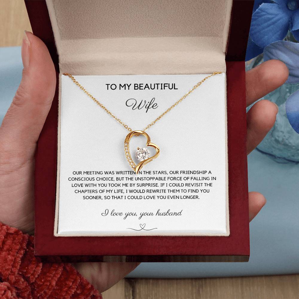 TO MY BEAUTIFUL WIFE - WRITTEN IN THE STARS - FOREVER LOVE NECKLACE - LOVE YOUR HUSBAND