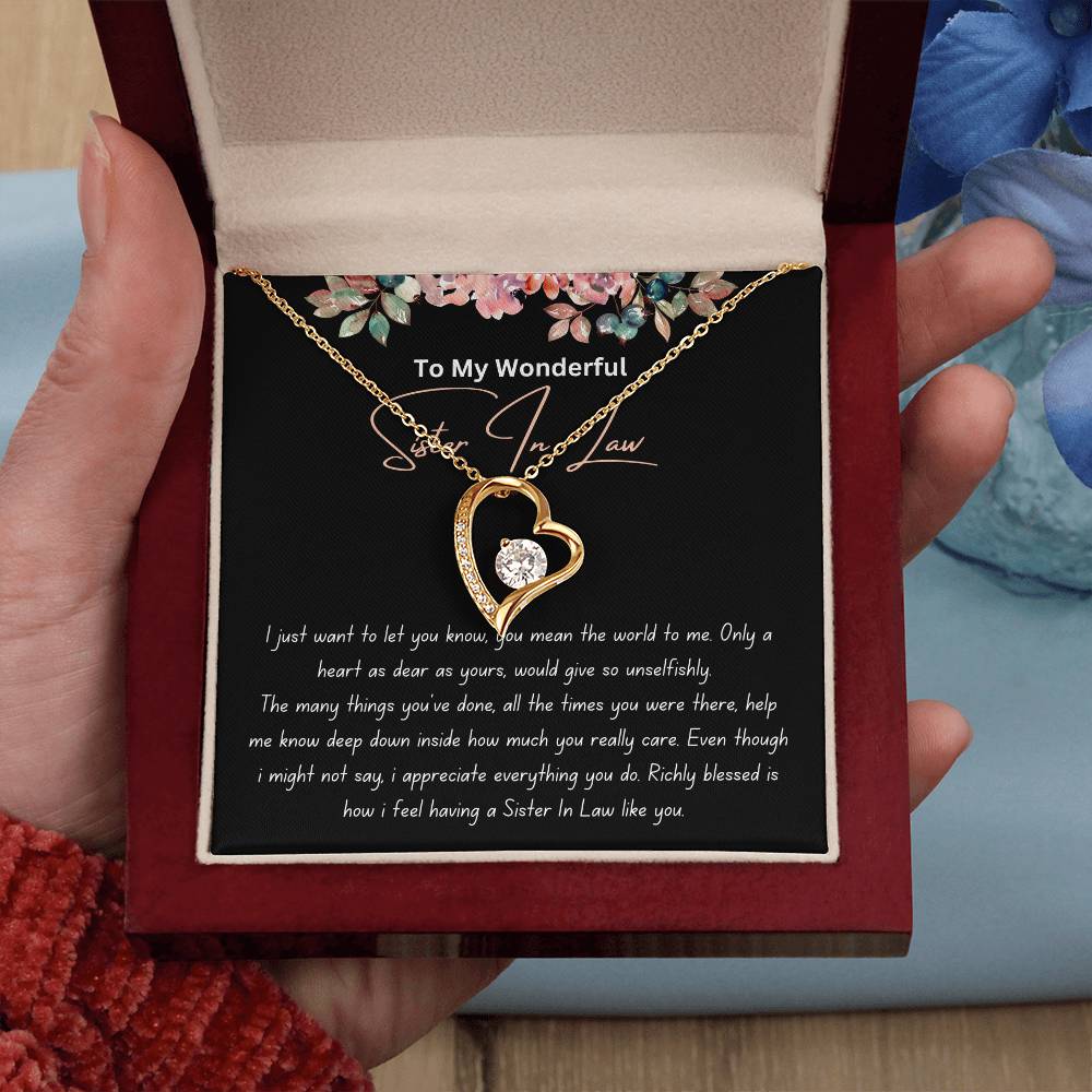 To My Wonderful Sister In Law - Richly Blessed - Forever Love Necklace