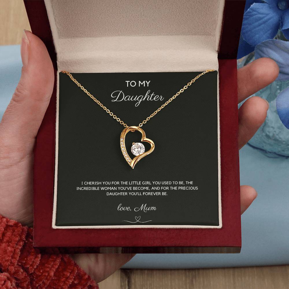 To My Daughter - I Cherish You - Forever Love Necklace - Love Mum