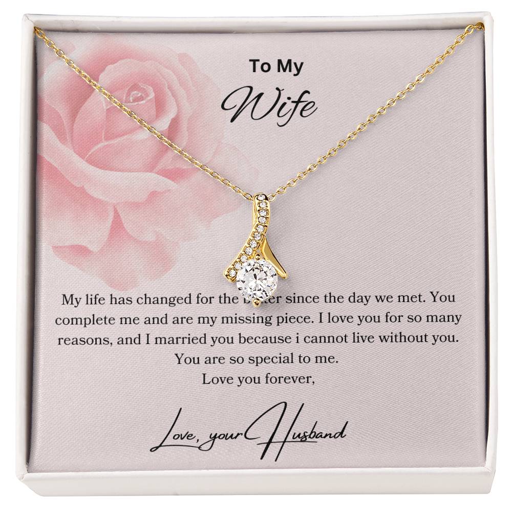 To My Wife - You Complete Me - Alluring Beauty Necklace - Love your Husband