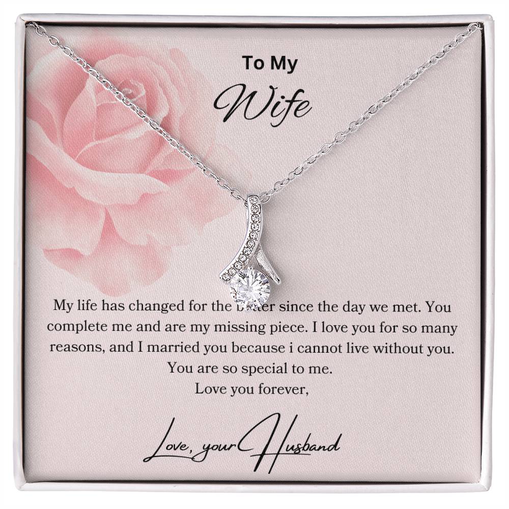 To My Wife - You Complete Me - Alluring Beauty Necklace - Love your Husband