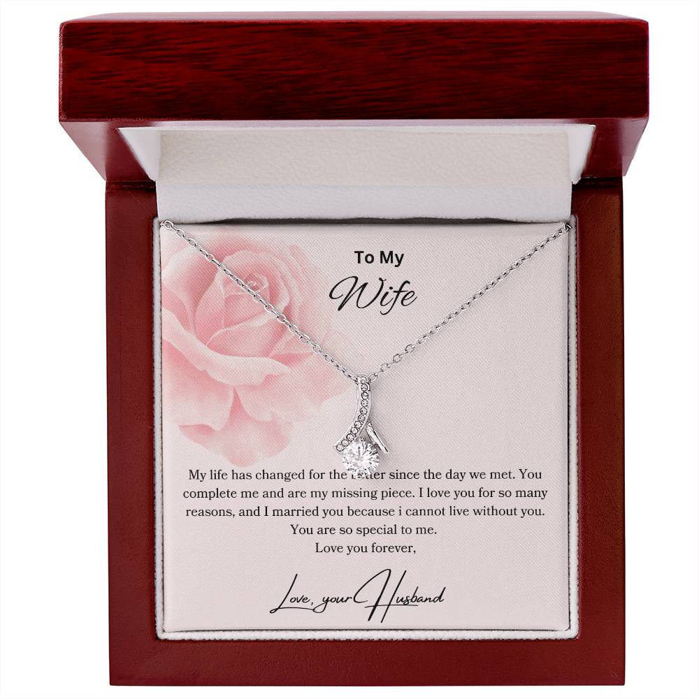 To My Wife - You Complete Me - Alluring Beauty Necklace - Love your Husband