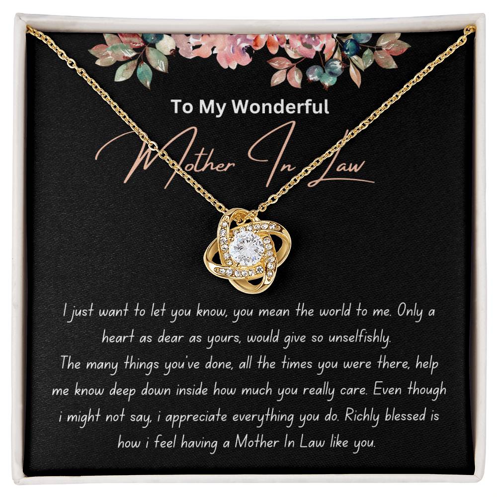 To My Wonderful Mother In Law - Richly Blessed - Love Knot Necklace