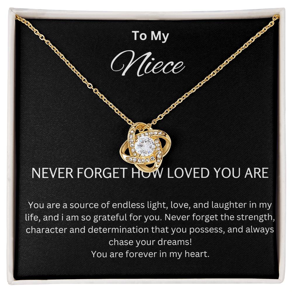 To My Niece - Chase Your Dreams - Love Knot Necklace