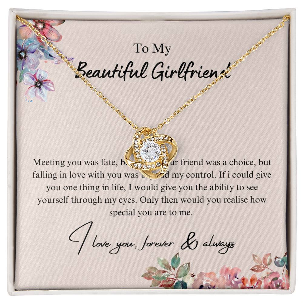 To My Beautiful Girlfriend - Falling In Love - Love Knot Necklace - Love You Forever