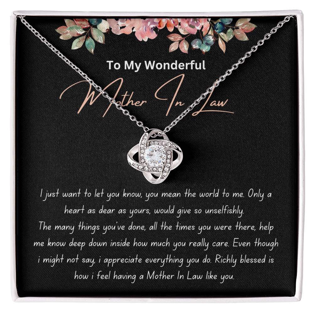 To My Wonderful Mother In Law - Richly Blessed - Love Knot Necklace