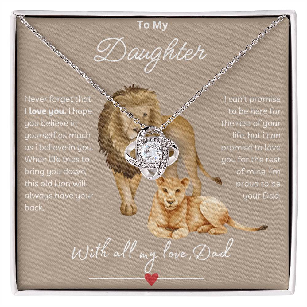 To My Daughter - Never Forget That I Love You - Love Knot Necklace - Love From Dad (FREE GIFT BAG)