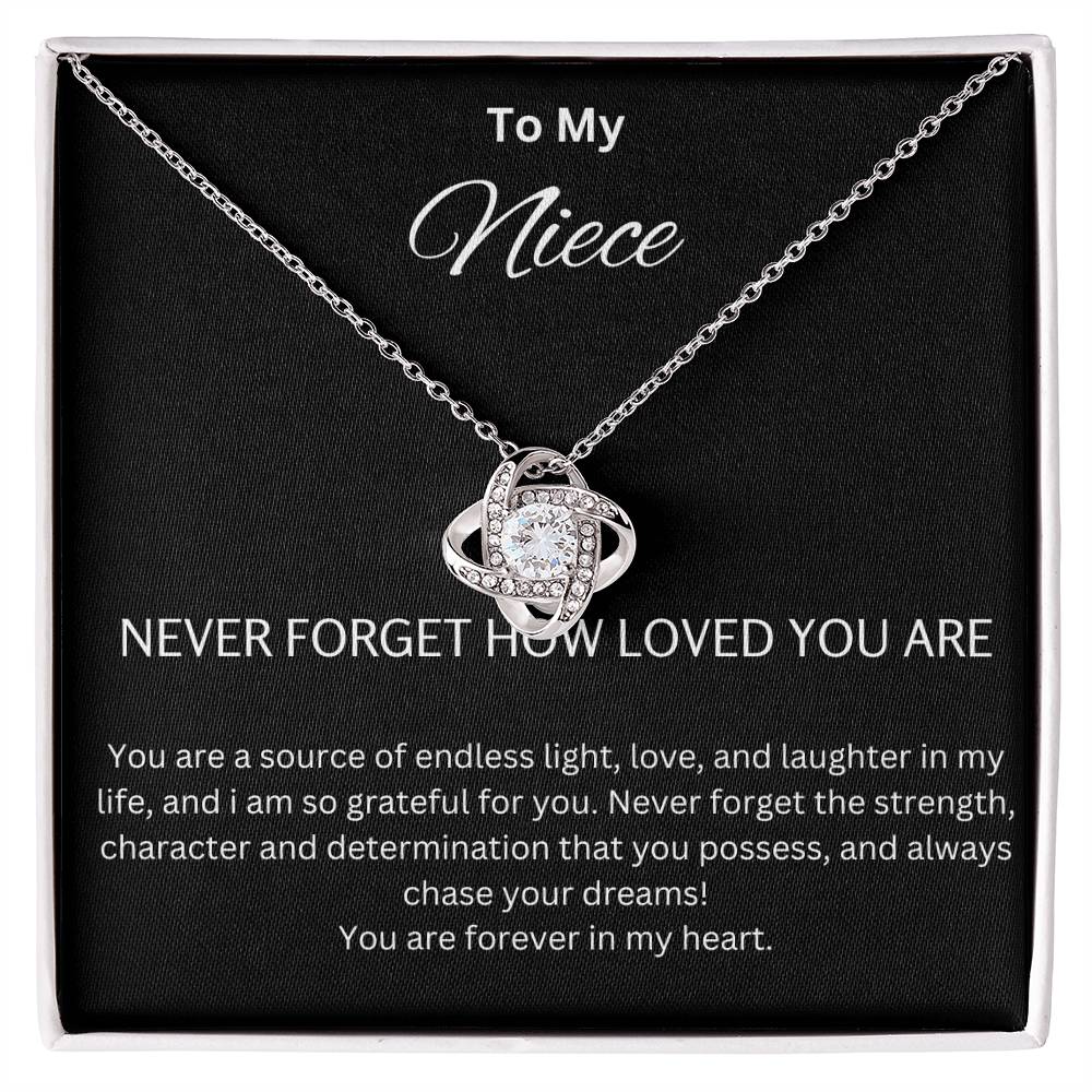 To My Niece - Chase Your Dreams - Love Knot Necklace