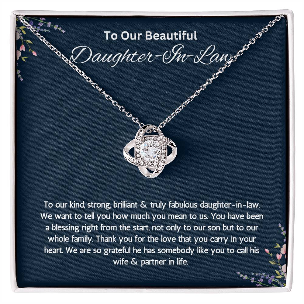 To Our Beautiful Daughter-In-Law - Truly Fabulous - Love Knot Necklace