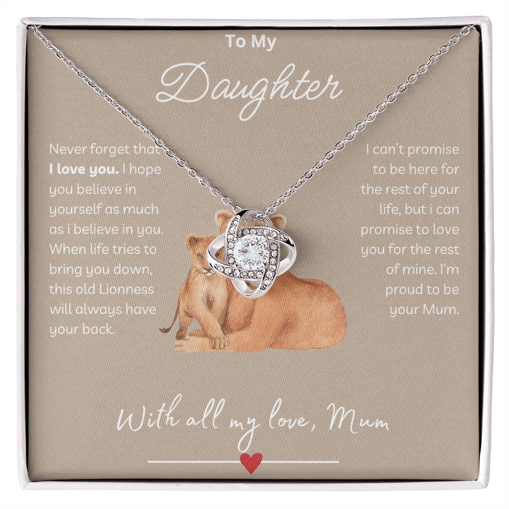 To My Daughter - Never Forget That I Love You - Love Knot Necklace - Love From Mum  (FREE GIFT BAG)