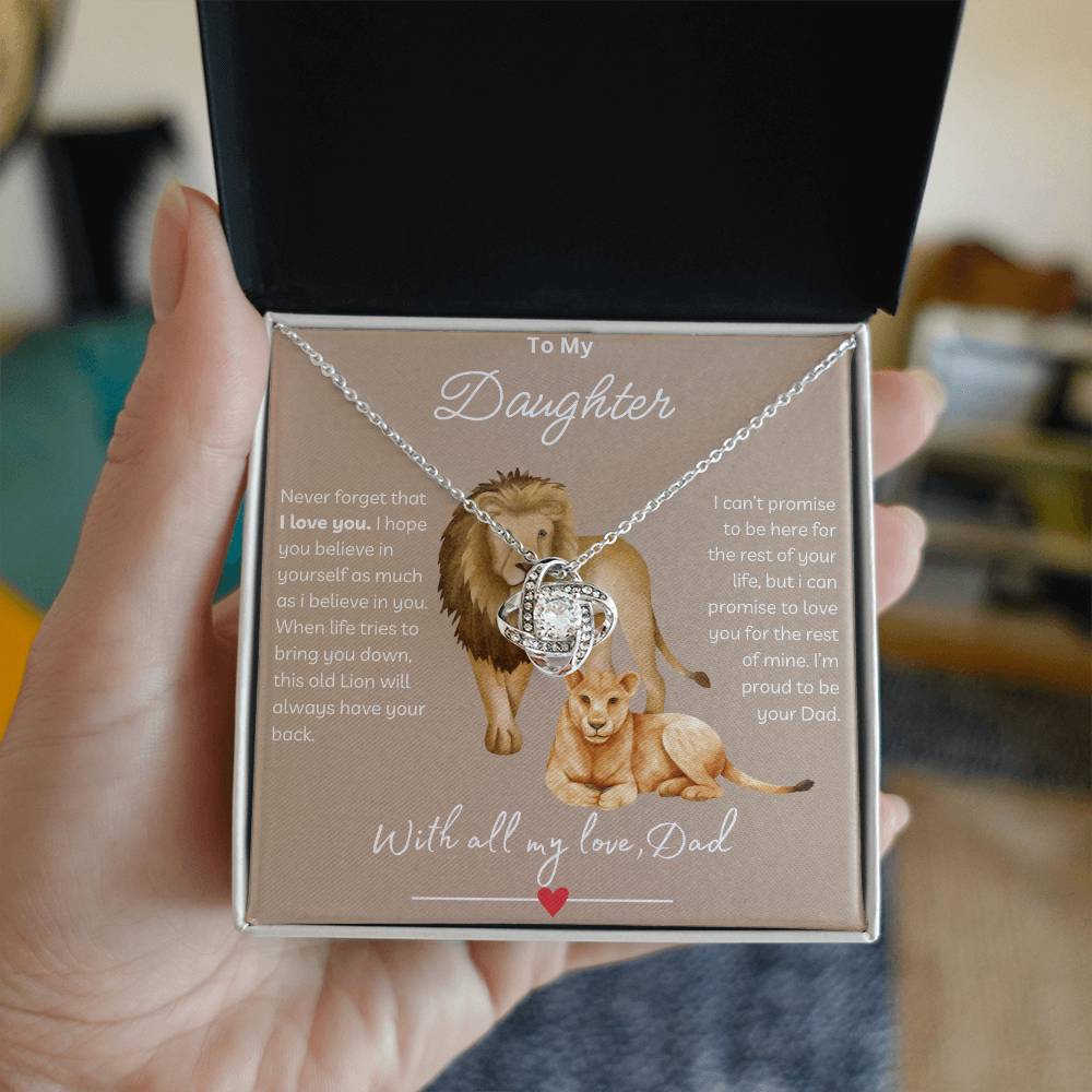 To My Daughter - Never Forget That I Love You - Love Knot Necklace - Love From Dad (FREE GIFT BAG)